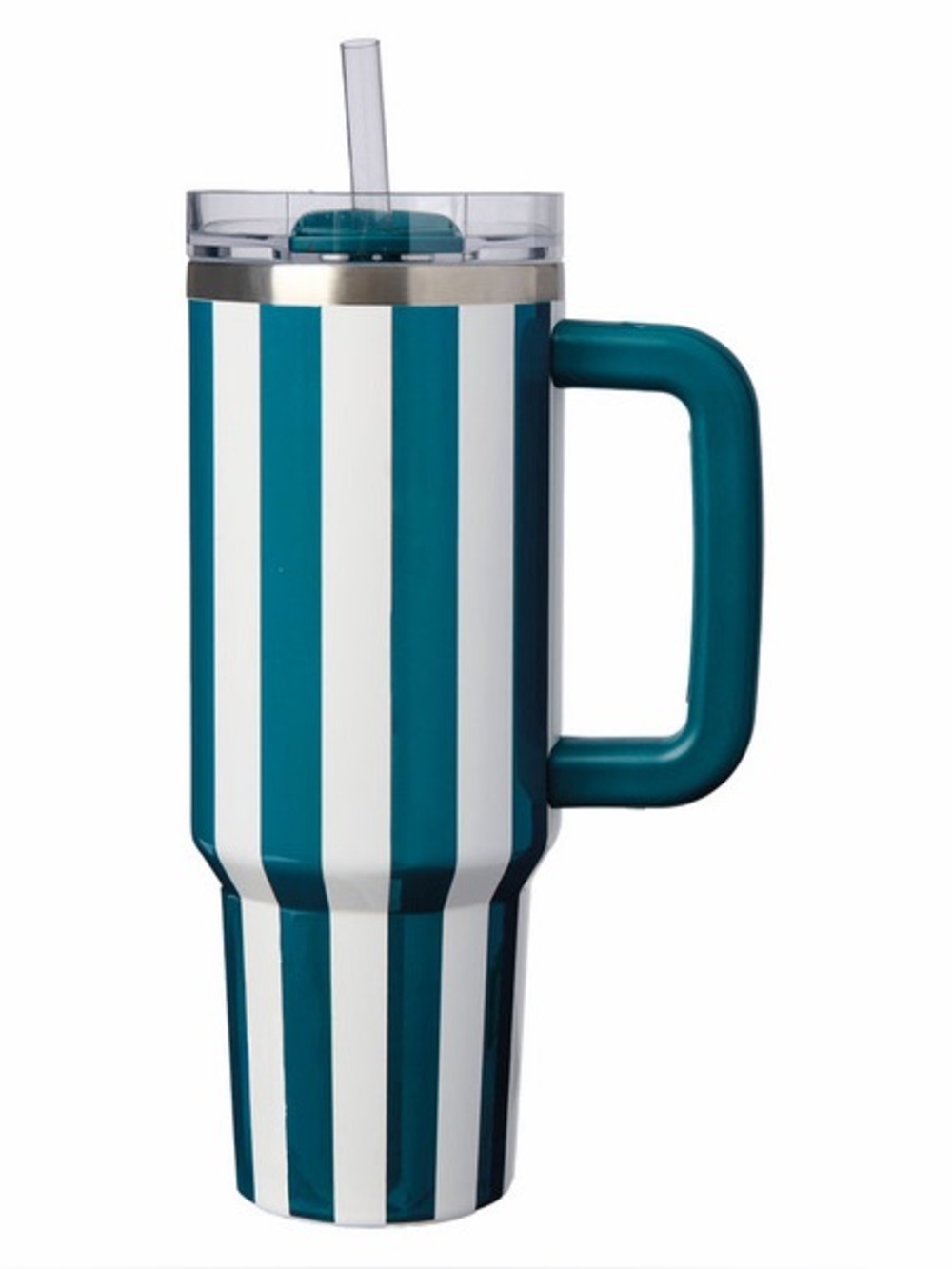 Adventuridge NWT 40oz Thirst Crusher Tumbler - Teal & White Stripes with straw